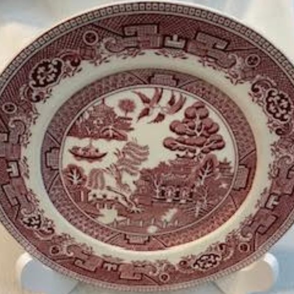 Alfred Meakin Pink Transferware Willow Ware Dinner Plate Willow Floral Design - Picture 6 of 12